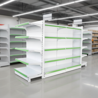 Étagères de rangement autoportantes robustes en acier double face pour supermarché, revêtement en poudre époxy, montage rapide
