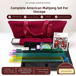 Set Mahjong Americano <span class=keywords><strong>Melanie</strong></span> 166 Tessere con Borsa Portatile in Tessuto e Pacchetto Accessori Personalizzabile - Product Image 1