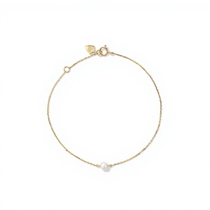 Minimalist 18K Gold Plated <b>Silver</b> Chain <b>Bracelet</b> with Freshwater Pearl and Christian Cross <b>Charm</b> Heart Shape Women's Jewelry - Product Image 1