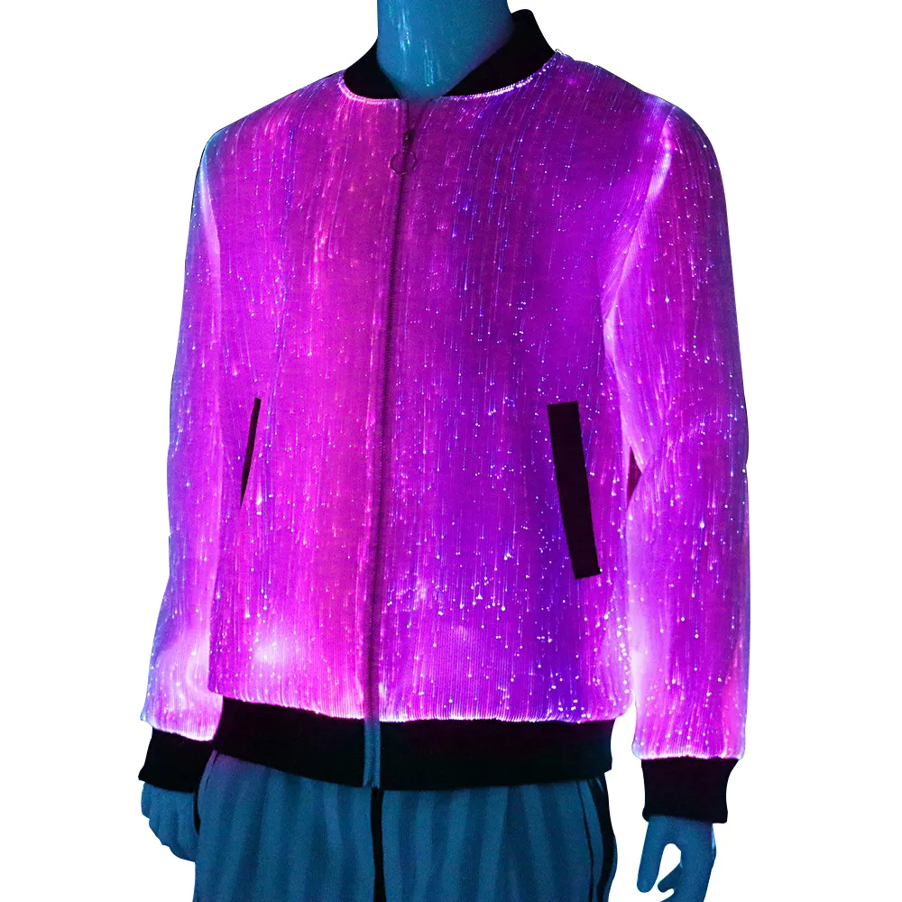 Unique and patent fabric Fashion clothes led light man jacket luminous jacket