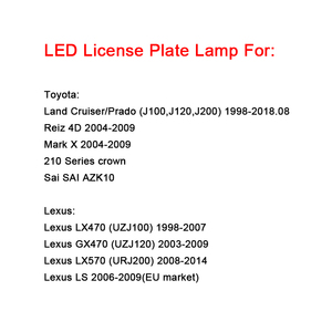 Lámpara de matrícula LED de alta calidad de gran oferta para Toyota Land Cruiser Reiz 4D Mark X <span class=keywords><strong>SAI</strong></span> AZK10 - Product Image 2