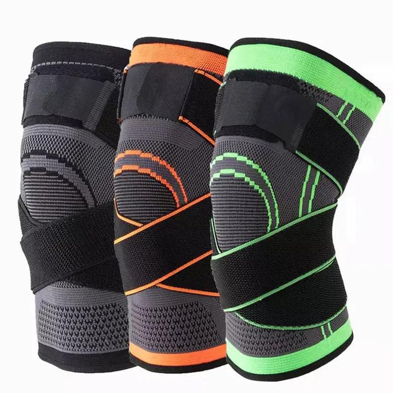 WM 2022 New Arrivals 3D Knitted Elastic Nylon knee support Sleeve Compression Sports Knee Brace with belt