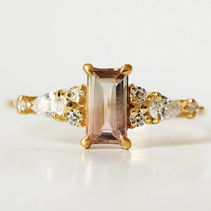 Bijoux délicats en or CZ pour femme, bague en pierre naturelle, petite couronne de Tourmaline, <span class=keywords><strong>diamant</strong></span> en argent Sterling 925, livraison gratuite - Product Image 5