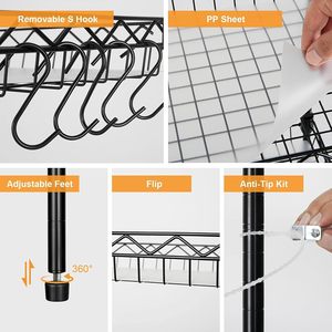 NSF-Certified 4-Tier Cable Management Rack 24x18x48in Modular Heavy-Duty Storage System for Commercial Kitchen &amp; <strong>Wire</strong> <strong>Shelf</strong>