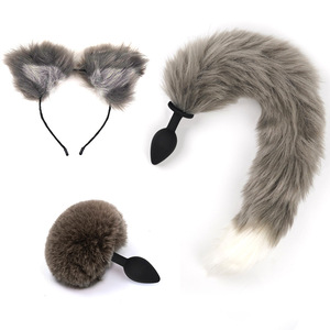 JiaYi Ensemble de trois bouchons anaux étanches avec épingle à cheveux et queue de boule de poils pour hommes/femmes, coffret cadeau SM BY17-229 - Product Image 5