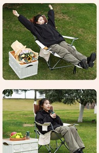 Silla Reclinable Plegable de Aluminio para Exteriores, Ligera, con Respaldo Ajustable, Reposabrazos y Reposapiés Extraíble - Diseño Moderno - Product Image 3