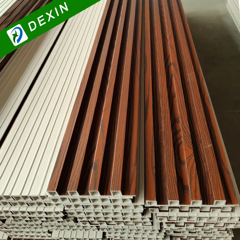 High Quality Wood Alternative Panels 3D PVC Wall Panel WPC Fluted Wall Panel
