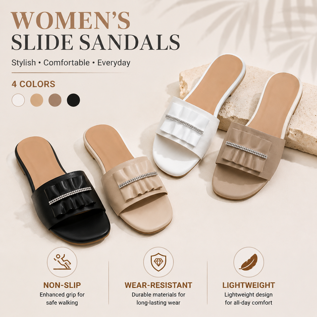 2026 Trending Casual Slides for Women Flat Summer Sandals Resort Vacation Shoes Wholesale