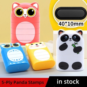 Nuovo Timbro Personalizzato per Bambini a 5 Strati con Pandas, Timbro in Gomma Multistrato a Doppia Faccia con Nome - Product Image 2