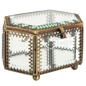 Handmade top quality unique design ornate mirrored glass jewelry box at very low budget price