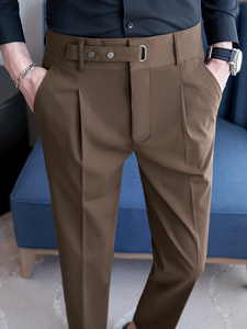 <span class=keywords><strong>Pantalon</strong></span> de Costume <span class=keywords><strong>Homme</strong></span> Élégant et Décontracté, Coupe Droite, <span class=keywords><strong>Taille</strong></span> Mi-Haute, Lavage Clair, Fermeture Éclair, 100% Polyester - Product Image 3