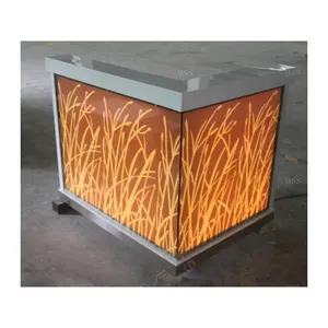 Modern Home Bar Fashion Design Flower Pattern Italian Special Fancy Marble Top L Shape Home Bar With Led Light