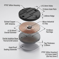 Étiquette RFID UHF haute température 200°C, 20 mm, en téflon sur métal, IP68, résistante aux acides et aux produits chimiques, pour le suivi des moules industriels et des conduites d'huile