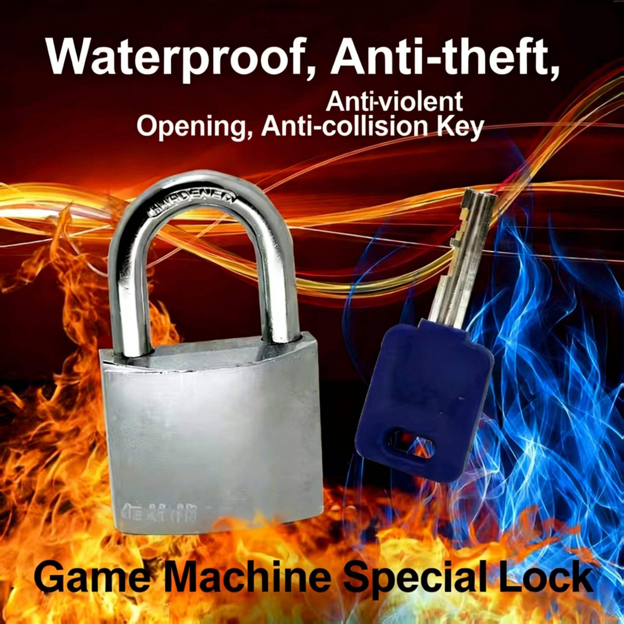 Silver crescent-shaped key padlock