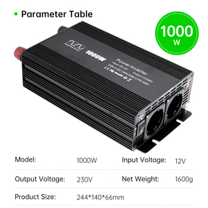 Inversor de Corriente de Onda Sinusoidal Pura de 1000W, 12V DC a 230V AC, Inversor para Batería de Coche con USB QC PD para RV y Automóviles - Product Image 2