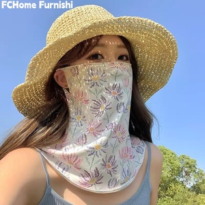 Floral Print Sun Protection Face Mask For Women Breathable UV Protection Neck Warmer Outdoor Use - Product Image 5