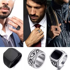 Nuevo Anillo Vintage de Acero Inoxidable para <span class=keywords><strong>Hombre</strong></span>, Anillo Ancho de Estilo Retro Exagerado, Popular en <span class=keywords><strong>Shein</strong></span> y Temu para Comercio Transfronterizo - Product Image 3