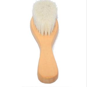 Wholesale Custom logo Wooden Cleaning Wool Goat Hair Brush <b>Bath</b> Baby Hair Brush - Product Image 3