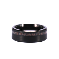 8MM abgeschrägte Kante gebürstet schwarz Wolfram Ehering Herren Hirschgeweih Ring Modisches Accessoire