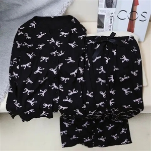 Printemps et automne mince col en V glace fil de soie coton pyjamas femmes Internet Style populaire <span class=keywords><strong>costume</strong></span> à manches longues - Product Image 2