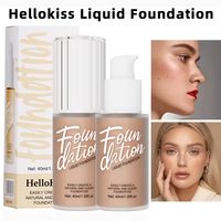 Foundation Cair HelloKiss Dark Matte Full Coverage Tahan Lama, Mengontrol Minyak, Tahan Air, untuk Semua Jenis Kulit