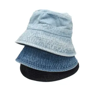 Acessório Landfond 100% Algodão Lona Denim Bucket Hat Casual Outdoor Pesca Caminhadas Safari Boonie Hat