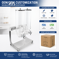 Distributeur double de céréales 8L x 2, base en acier inoxydable, conteneur de stockage d'aliments secs pour hôtel, restaurant, buffet