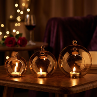 Portavelas Circular de Vidrio Resistente al Calor para Decoración de Paredes y Ventanas, Iluminación Ambiental para Bodas y Fiestas, Adornos