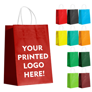 Sacs en papier kraft personnalisés en gros, recyclables, pour le shopping, les vêtements, les cadeaux, les aliments à emporter, avec votre propre logo - Product Image 3