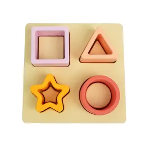 Baby Silicone Toys Geometrical Matching Color Shape Recognition Doll Early Education Intelligence Developing Set Kids Fun Play