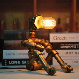 Design creativo del Robot <span class=keywords><strong>con</strong></span> tubo dell'acqua e paralume in metallo per piccoli Bar da studio in ferro - Product Image 4