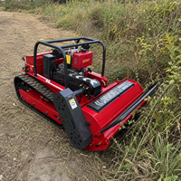 Tondeuse à fléaux télécommandée diesel 800 mm avec portée de 200 m et chenilles pour l'entretien des champs agricoles et la coupe de l'herbe haute