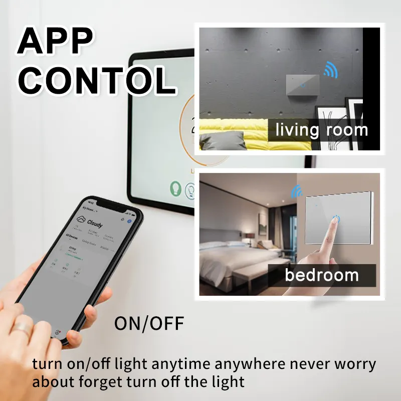 WiFiANDELI Smart Light Touch Switch RF433 Smart Life/Tuya App Control Alexa Google Home Voice Control US 2/3 Way
