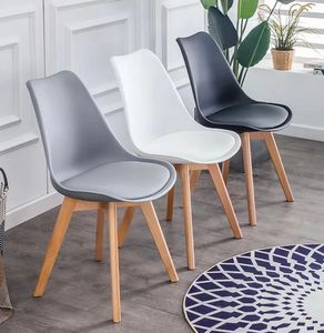 Sillas de Comedor Modernas Nórdicas con Asiento Acolchado y Patas de Madera, Muebles para el Hogar, Silla Tulipán de Plástico para Cafetería - Product Image 4