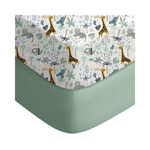 Green Giraffe Collection 100% Cotton Printed Sheet <strong>Super</strong> Fiber Knitted Craft Cartoon <strong>Crib</strong>/Children's Mattress Cover Boys Girls - Product Image 1