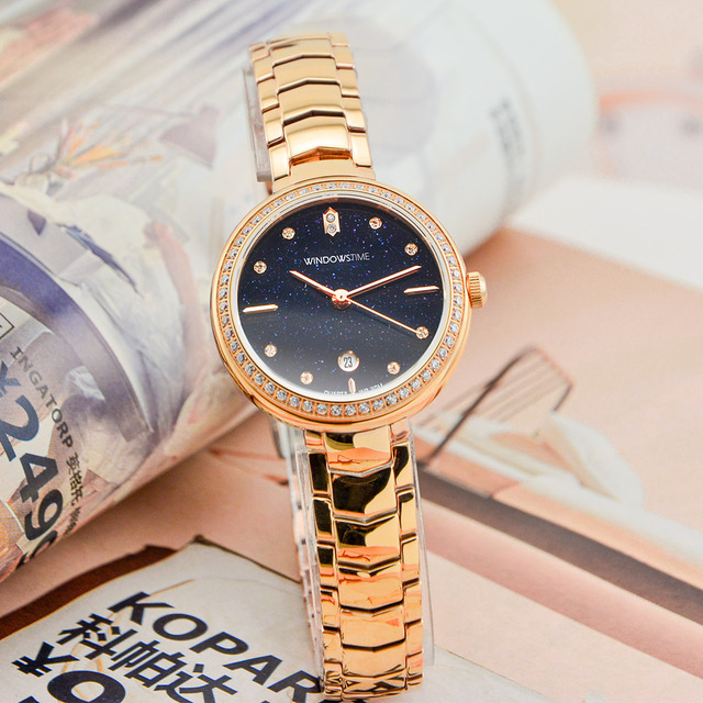 New Design Simple Luxury Women's Watch Rose Gold Japan Quartz Movement Stainless Steel Pointer Dial Custom Logo