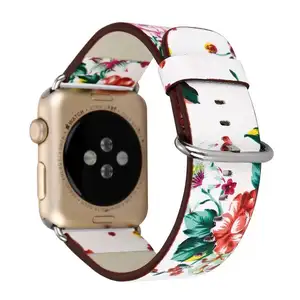 Cinturino in pelle per cinturino Apple Watch 38mm 42mm iwatch 4 band 44mm 40mm cinturino con cinturino stampato floreale cinturino Apple watch 4 3 2 1