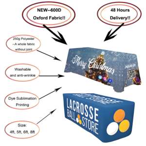 NO.1 프로모션 이벤트 맞춤형 인쇄 광고 테이블 커버 드레이프 핏 4ft 5ft 6ft 8ft 테이블 러너 무역 쇼 테이블 천 - Product Image 3