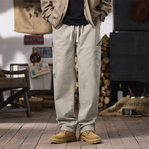 <span class=keywords><strong>Pantalones</strong></span> Cargo rectos <span class=keywords><strong>americanos</strong></span> Retro para hombre, <span class=keywords><strong>pantalones</strong></span> largos informales de ajuste holgado versátil de moda simple media de algodón 100% para primavera y otoño - Product Image 6