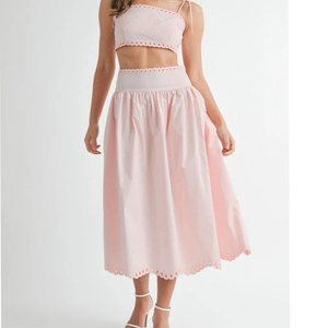 Conjunto de Lino Casual para Mujer, Estilo 2025, a la Moda, de Venta Caliente, con Chaleco Bordado y Falda, Dos Piezas - Product Image 1
