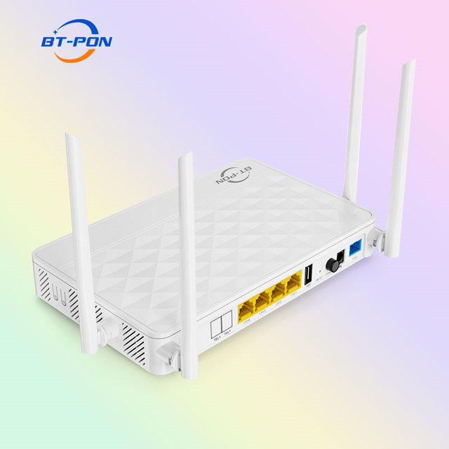 Dual Band FTTH Modem with 4GE + AC WiFi 1USB Epon Gpon Ont 5dBi 4 Antennas Xpon Onu Fiber Optic Equipment