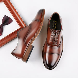 Zapatos de Negocios de Cuero Genuino para Hombre, Mocasines Casuales Formales de Vestir, Zapatos Oxford Planos con Cordones, Calzado Británico de Trabajo - Product Image 2