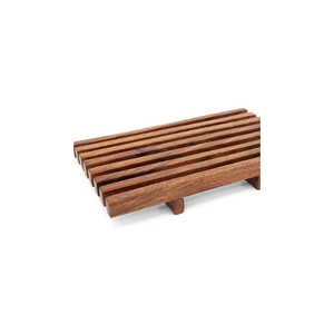 La bandeja de servir de 22 cm con listones combina la estética del diseño Japandi, ofreciendo un toque indonesio elegante y ecológico. - Product Image 1