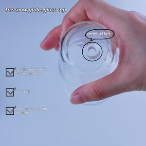 Viaggio 3 oz piccolo colpo di neve globo di vetro può Tumbler 3 oz Mini sublimazione Snowglobe doppia parete tazze di vetro per caffè birra - Product Image 2