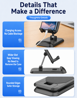 Support de téléphone pliable pour bureau, compatible avec les téléphones et tablettes, base lestée stable pour la maison