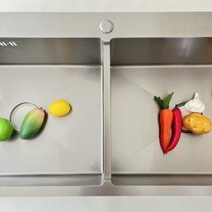 Lavello casa fatto a mano di alta qualità 304 acciaio inossidabile doppia ciotola fattoria lavello - Product Image 3