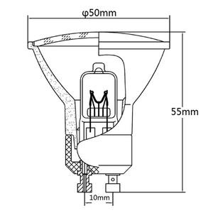 HoneyFly-lámpara halógena <span class=keywords><strong>GU10</strong></span> MR16, bombilla halógena regulable de 35W, <span class=keywords><strong>50W</strong></span> + <span class=keywords><strong>C</strong></span>(50mm), 110V, 3000K, CE, RoHS, UKCA - Product Image 2