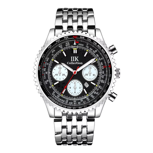 Montre tendance pour homme <span class=keywords><strong>IIK</strong></span> 1351, marque haut de gamme, bracelet en acier argenté, montre à quartz, calendrier, lumineuse, étanche, montre-bracelet pour affaires - Product Image 3