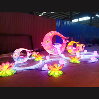 Lanterne LED en soie pour le Festival chinois, motifs de fleurs et dessins animés