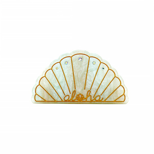 Pince à cheveux en acétate nacré de haute qualité, forme éventail, avec accents de strass, finition brillante, logo personnalisé, unisexe, Halloween, mariage - Product Image 5